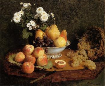Henri Fantin-Latour : Flowers and Fruit on a Table